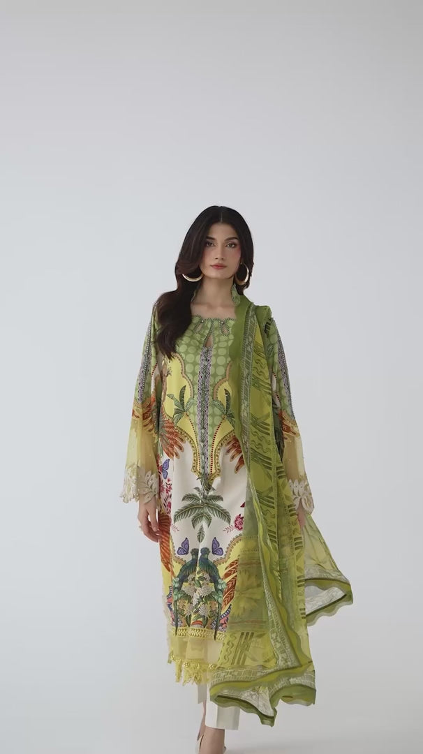 3 Piece Unstitched Embroidered Lawn Suit